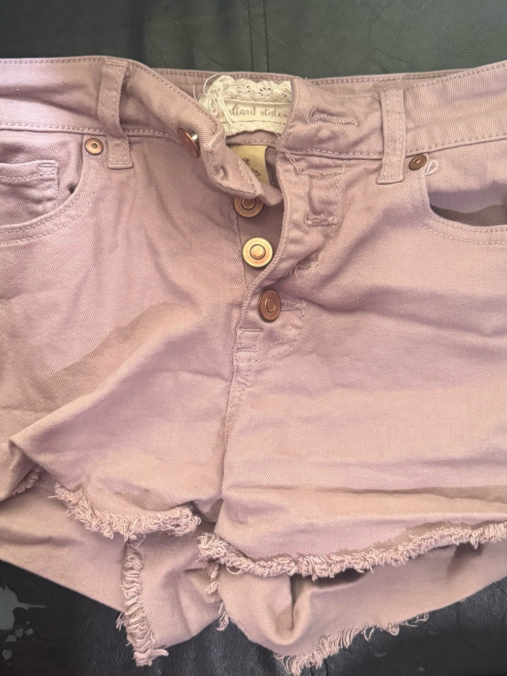 Altar'd State Lavender Frayed Hem Denim Shorts